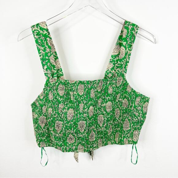 House of Harlow 1960 Tops - NEW House of Harlow 1960 Floral Smocked Tie Back Crop Top L Green